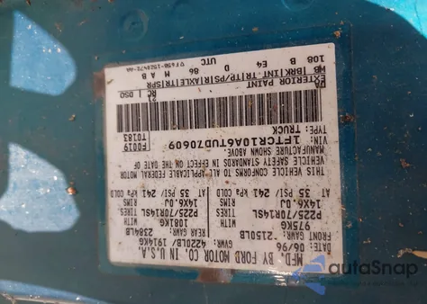 1996 Ford Ranger z USA, uszkodzony, nr VIN 1FTCR10A6TUD70609